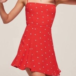 REFORMATION Stacey Red Polka Dot Mini Dress